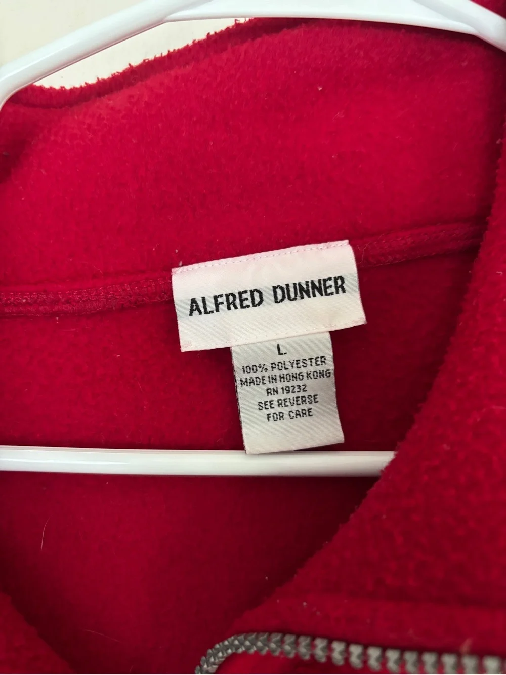 Alfred Dunner Red Full-Zip Fleece Jacket with Leaf Embroidery